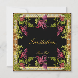 Invitation Vintage Verrou Floral Frame