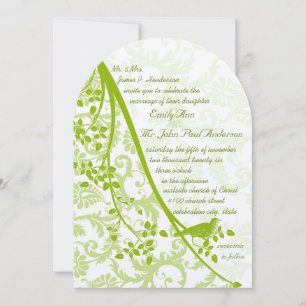 Invitation Vintage vert Damas avec pomme vert Vintage Oiseau