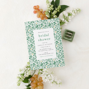 Invitation Vintage Vert Ditzy Fête des mariées florale