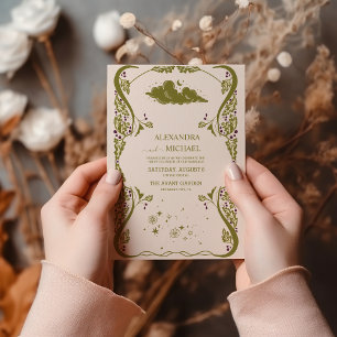 Invitation Vintage vert Mystical Botanical Mariage