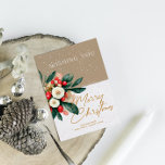 Invitation Vintage Vibe Winter Wonderland Christmas Card 2<br><div class="desc">Ce design de carte est rempli de couleur et de la joie d'une ambiance vintage hivernale merveilleuse : fleurs de Noël blanches avec bouquet de vacances aux baies rouges. Script élégant et typographie serif.</div>