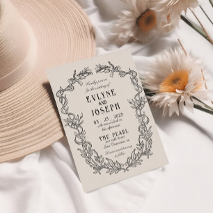 Invitation Vintage Victorian Baroque Black Floral Mariage