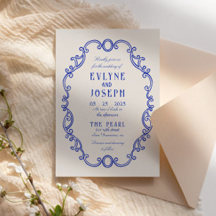 Invitation Vintage Victorian Baroque Blue Orament Mariage