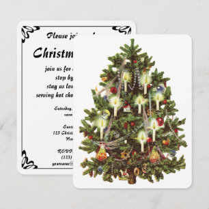 Invitation vintage Victorian Christmas Tree Party