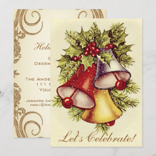 Invitation Vintage Victorian Holiday Bells Noël