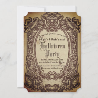 Invitation Vintage victorien cadre gothique Bloody Halloween