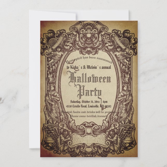Invitation Vintage victorien gothique Wicked Halloween Party (Devant)