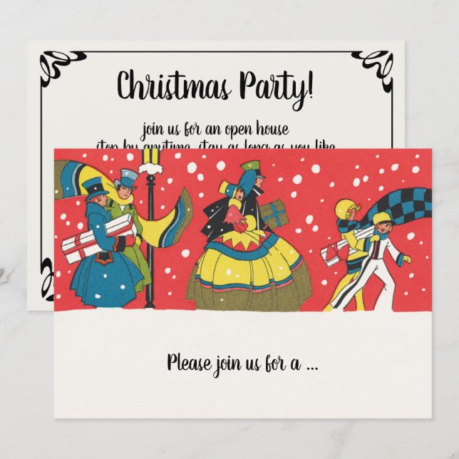 Invitation vintage victorienne pour une soirée de  (Devant / Derrière)