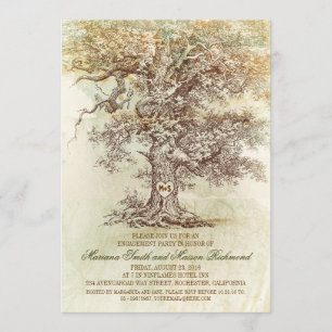 Invitation Vintage vieux chêne rustique ENGAGEMENT PARTI