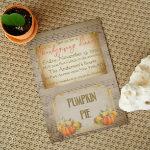 Invitation Vintage Vieux Citrouille Pie Rustique Thanksgiving