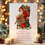 Invitation Vintage Vieux Monde Santa Claus Fête des Enfants<br><div class="desc">Invités Invitations à votre réunion de vacances avec cette charmante invitation de fête du Père Noël vintage dans le Vieux Monde. Dotée d'une illustration nostalgique de Père Noël avec enfants, cette conception évoque l'esprit intemporel du passé de Noël. Parfait pour une fête de Noël traditionnelle ou familiale, cette carte donnera...</div>
