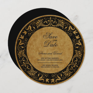 Invitation Vintage Vieux Papier Royal Enregistrer La Date Inv