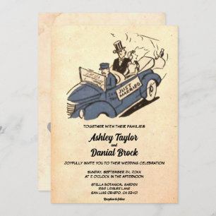 Invitation Vintage Vieux Rustique Couple Comic Livre Mariage