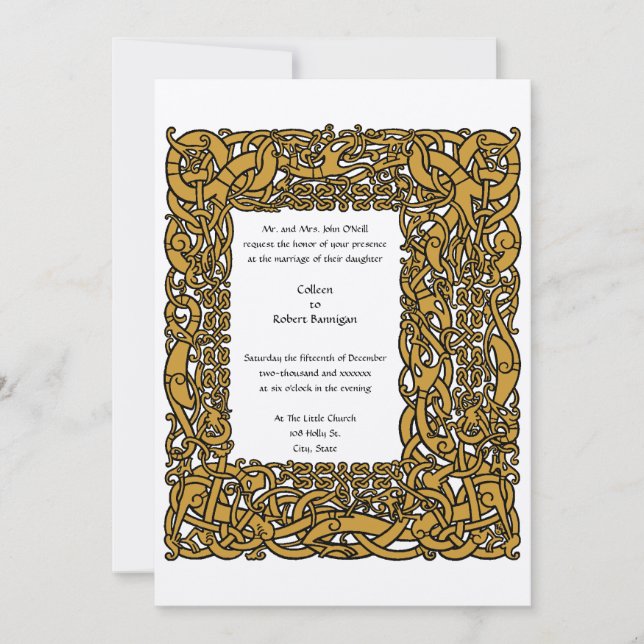 Invitation Vintage Viking Celtic Knots Mariage frontalier (Devant)