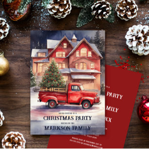 Invitation Vintage Vintage Noël scène Fête de Noël