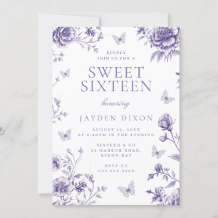 Invitation Vintage violet florale sucré 16 Partie