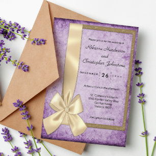 Invitation Vintage Violet Rustic Elegance Mariage