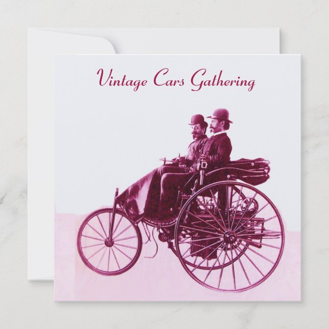 Invitation ViNTAGE VOITURES RASSEMBLER, champagne blanc viole (Devant)