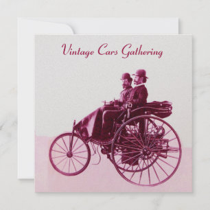Invitation ViNTAGE VOITURES RASSEMBLER, champagne blanc viole