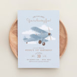Invitation Vintage voyage Avion Boy Anniversaire<br><div class="desc">Célébrez un anniversaire spécial avec cette invitation d'inspiration voyage vintage,  avec un biplane bleu avec des détails neutres.</div>