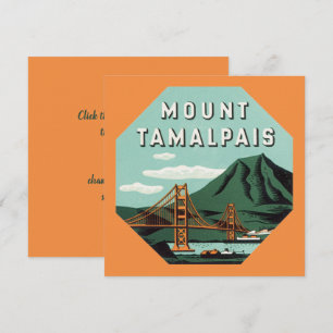 Invitation Vintage voyage, montagne du Tamalpais ou Mont Tam