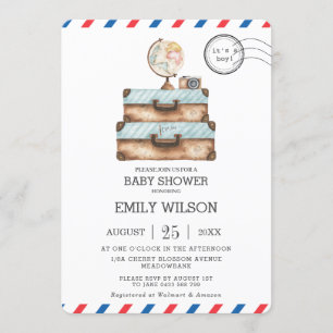 Invitation Vintage voyage Voyage Aventure Baby shower Garçon