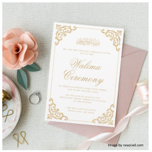Invitation Vintage Walima Gold Musulman Mariage