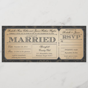 Invitation Vintage Wedding Ticket avec la collection RSVP III