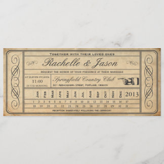 Invitation Vintage Wedding Ticket II Punchout