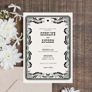 Invitation Vintage Western Cowboy Country Couples Douche