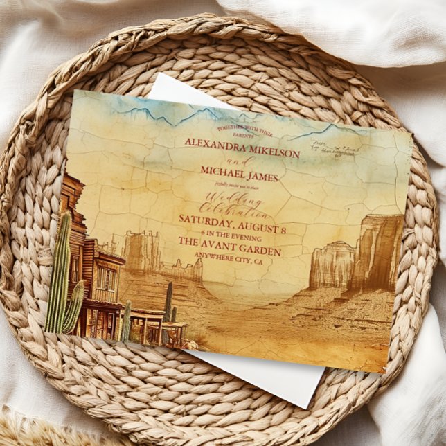 Invitation Vintage Western Cowboy Mariage campagnard rustique (Créateur téléchargé)