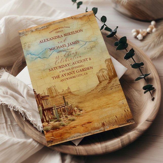 Invitation Vintage Western Cowboy Mariage campagnard rustique (Créateur téléchargé)