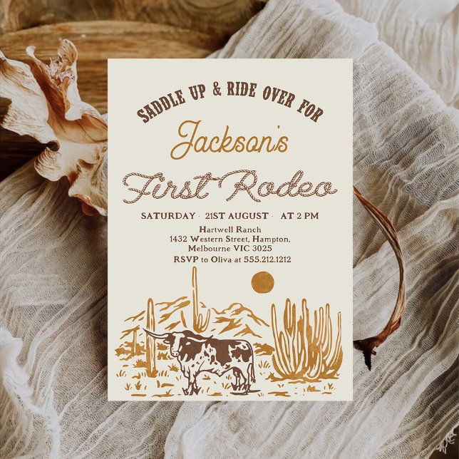 Invitation Vintage Western Premier Rodéo 1er Anniversaire (Créateur téléchargé)