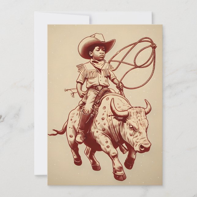 Invitation Vintage Western Ride Fier petit cow-boy (Devant)
