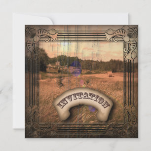 Invitation vintage Western Rustic Mariage campagna