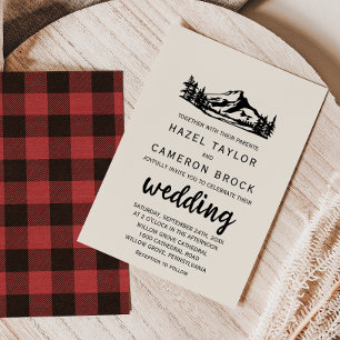 Invitation Vintage Wilderness   Buffalo Plaid Mariage