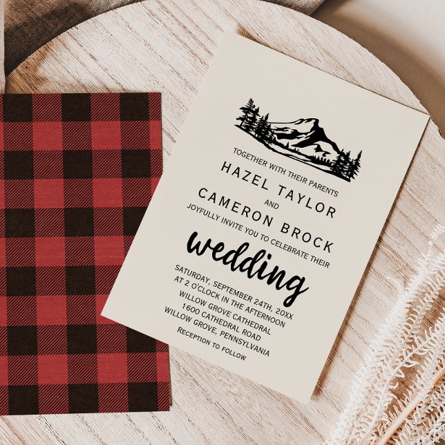 Invitation Vintage Wilderness | Buffalo Plaid Mariage (Créateur téléchargé)