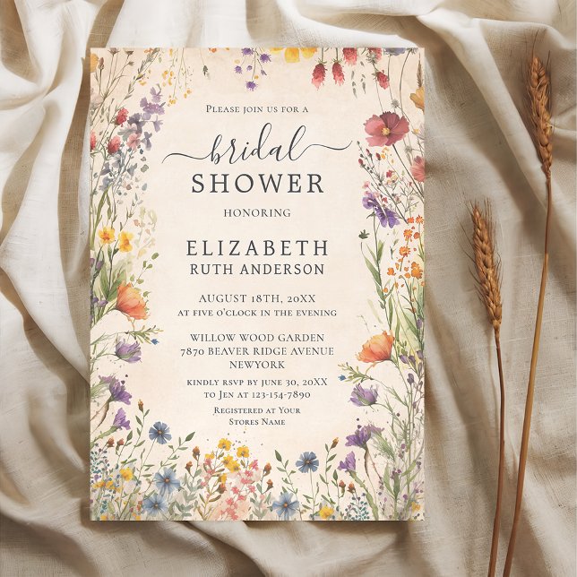 Invitation Vintage Wildflowers Garden Bridal Shower (Créateur téléchargé)