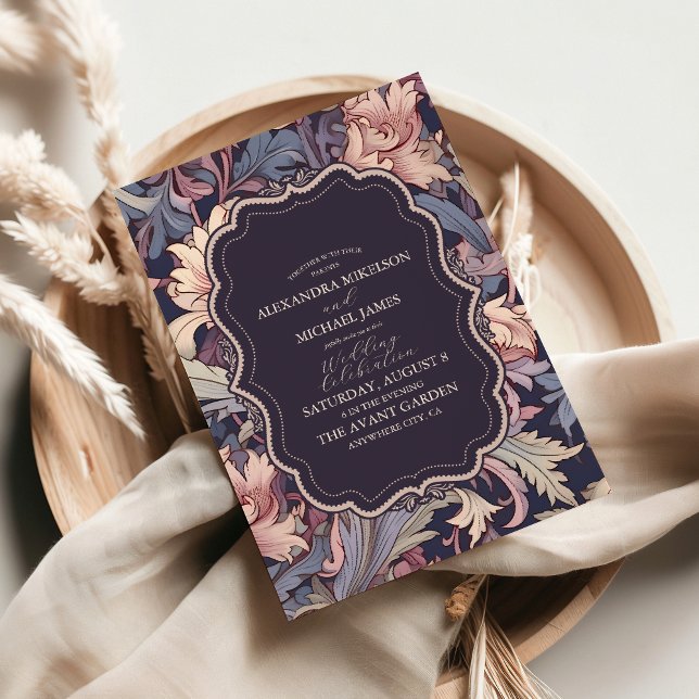 Invitation Vintage William Morris Mariage Lavender (Créateur téléchargé)