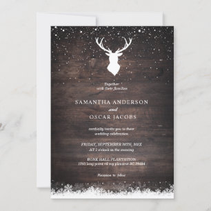 Invitation Vintage Winter Simple Deer & Snowflaks