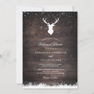 Invitation Vintage Winter Simple Deer & Snowflaks