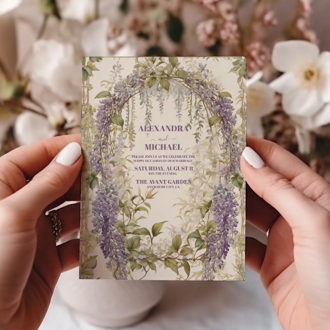 Invitation Vintage Wisteria Floral Art Nouveau Mariage (Créateur téléchargé)