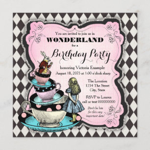 Invitation Vintage Wonderland fête d'anniversaire