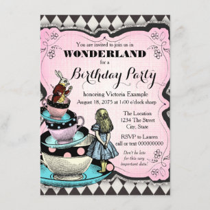 Invitation Vintage Wonderland fête d'anniversaire
