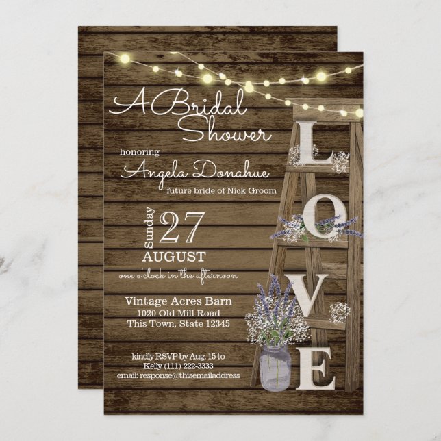 Invitation Vintage Wood Ladder (Devant / Derrière)