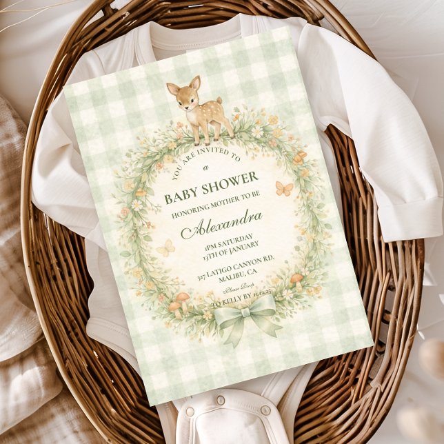 Invitation Vintage Woodland Deer Baby Shower (Créateur téléchargé)