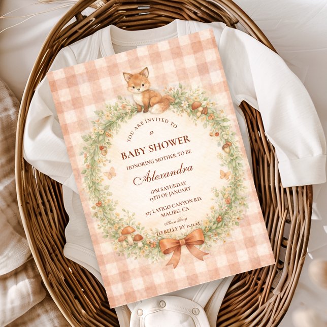 Invitation Vintage Woodland Fox Baby Shower (Créateur téléchargé)