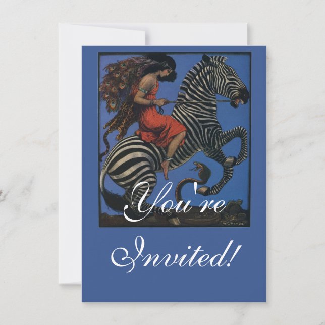 Invitation Vintage Zebra Art Nouveau Femme (Devant)