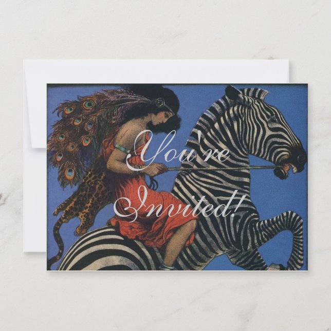 Invitation Vintage Zebra Art Nouveau Femme (Devant)