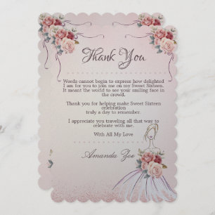 Invitation Vintange Sweet 16 / Quinceañera Merci Note